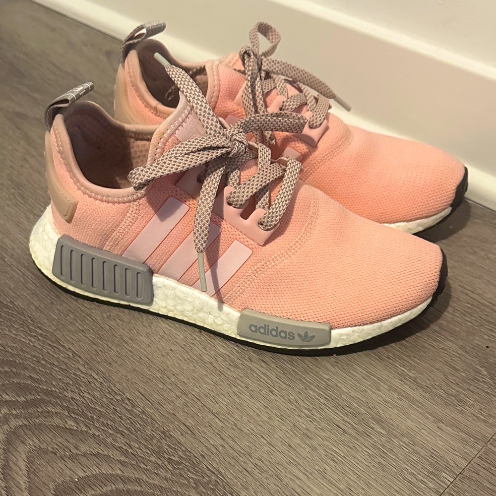 Adidas Coral and Gray Athletic Shoes